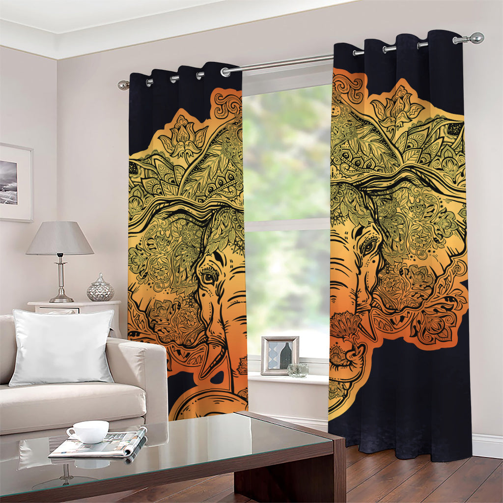 Indian Tribal Spiritual Elephant Print Grommet Curtains