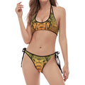 Indian Tribal Spiritual Elephant Print Halter Scoop Tie Side Bikini