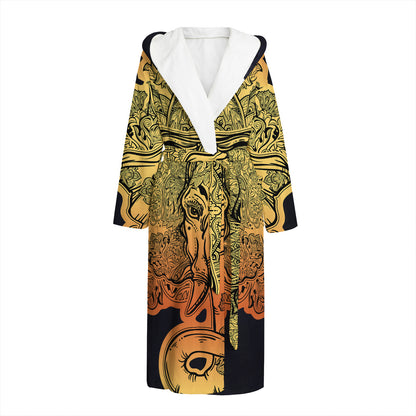 Indian Tribal Spiritual Elephant Print Hooded Bathrobe