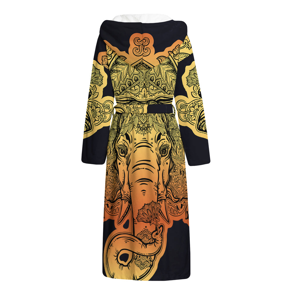 Indian Tribal Spiritual Elephant Print Hooded Bathrobe