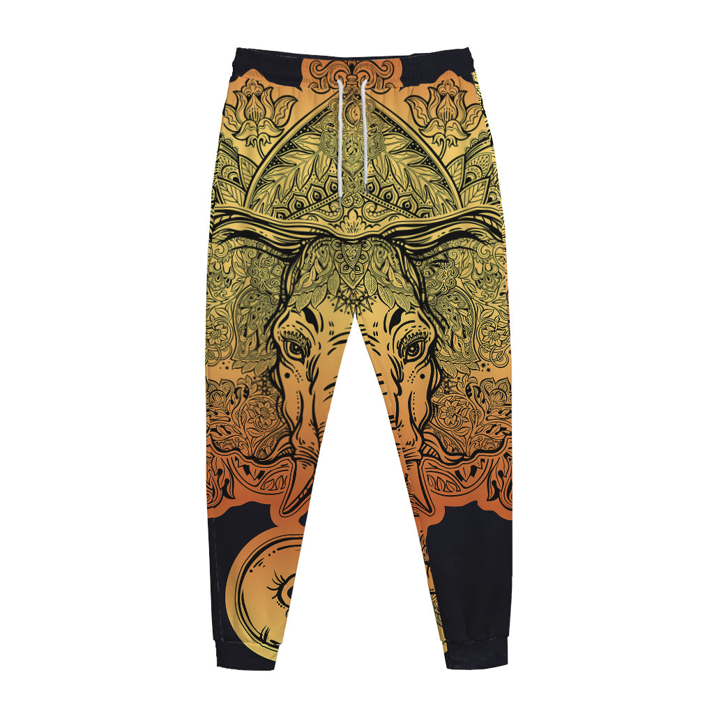 Indian Tribal Spiritual Elephant Print Jogger Pants