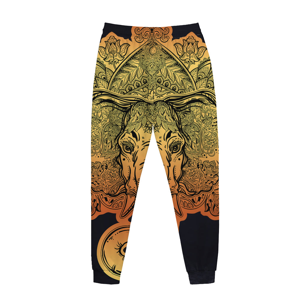 Indian Tribal Spiritual Elephant Print Jogger Pants