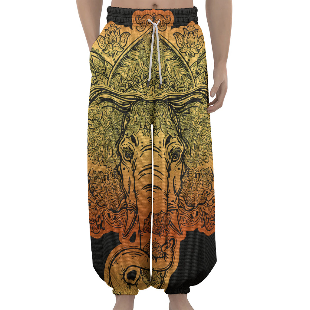 Indian Tribal Spiritual Elephant Print Lantern Pants