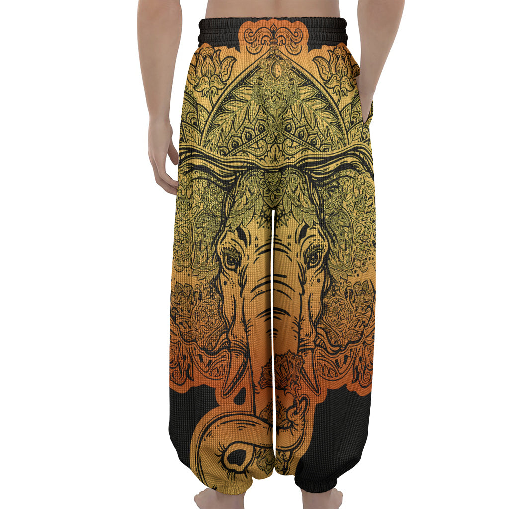 Indian Tribal Spiritual Elephant Print Lantern Pants