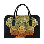 Indian Tribal Spiritual Elephant Print Leather Duffle Bag