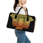 Indian Tribal Spiritual Elephant Print Leather Duffle Bag
