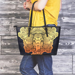 Indian Tribal Spiritual Elephant Print Leather Tote Bag