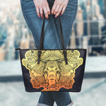 Indian Tribal Spiritual Elephant Print Leather Tote Bag