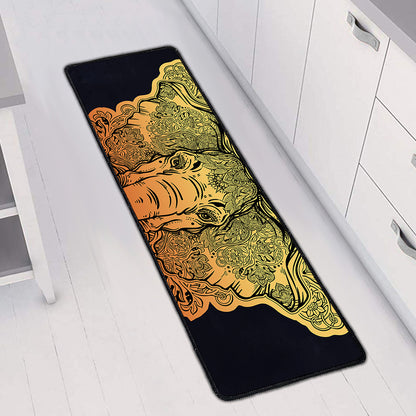 Indian Tribal Spiritual Elephant Print Long Kitchen Mat