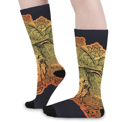 Indian Tribal Spiritual Elephant Print Long Socks