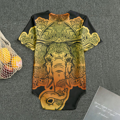 Indian Tribal Spiritual Elephant Print Men's Bodysuit
