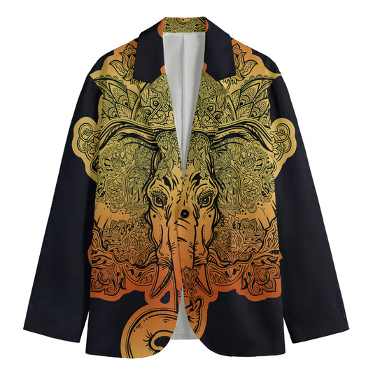 Indian Tribal Spiritual Elephant Print Men's Cotton Blazer