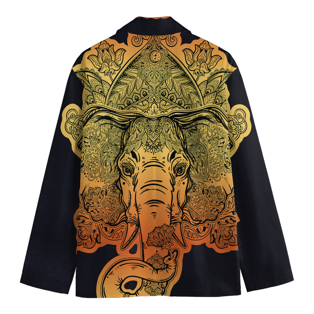 Indian Tribal Spiritual Elephant Print Men's Cotton Blazer