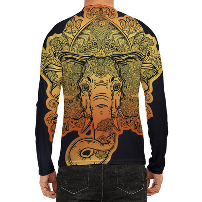 Indian Tribal Spiritual Elephant Print Men's Long Sleeve Rash Guard