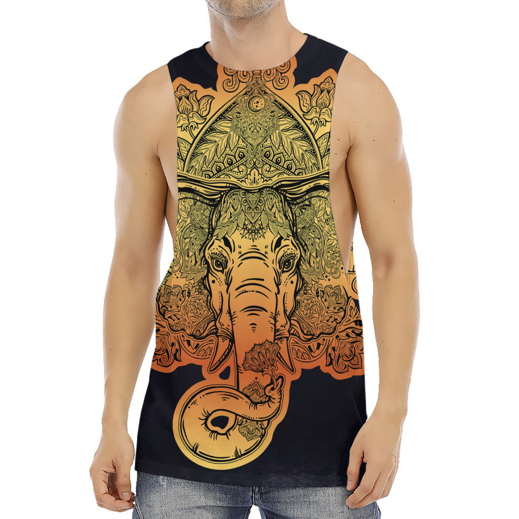 Indian Tribal Spiritual Elephant Print Men's Muscle Tank Top