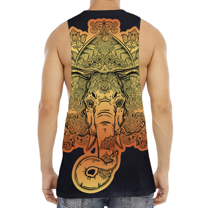 Indian Tribal Spiritual Elephant Print Men's Muscle Tank Top