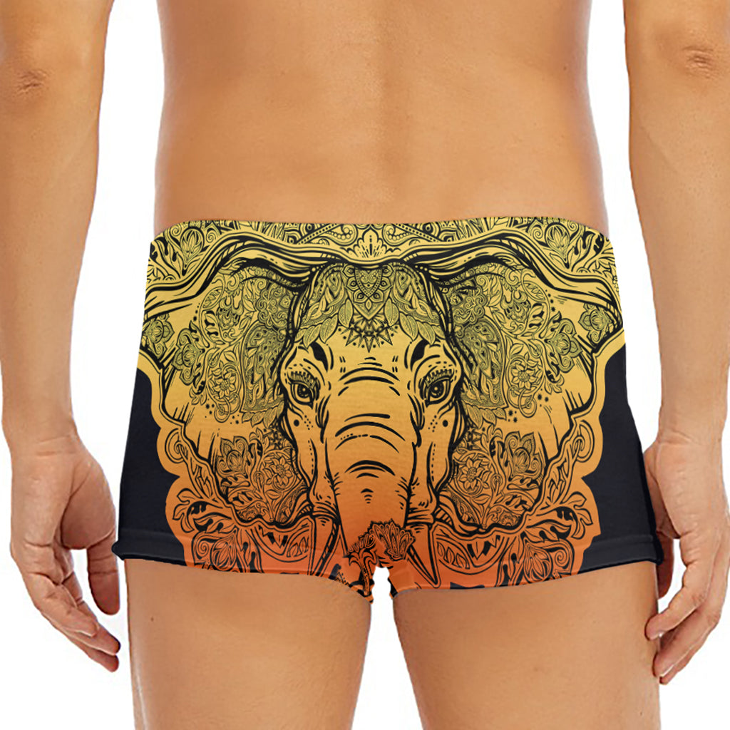 Indian Tribal Spiritual Elephant Print Men's Short Boxer Briefs