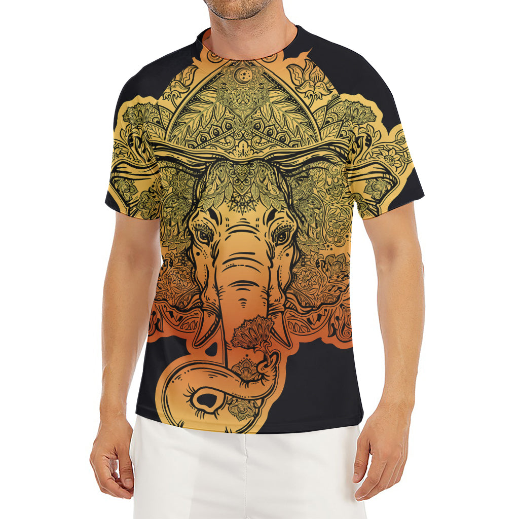 Indian Tribal Spiritual Elephant Print Men's Short Sleeve Rash Guard