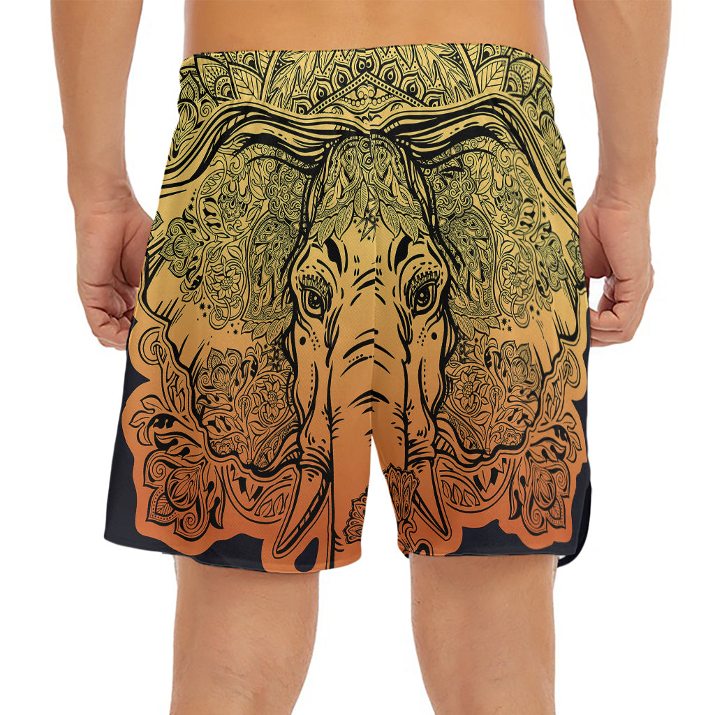 Indian Tribal Spiritual Elephant Print Men's Split Running Shorts