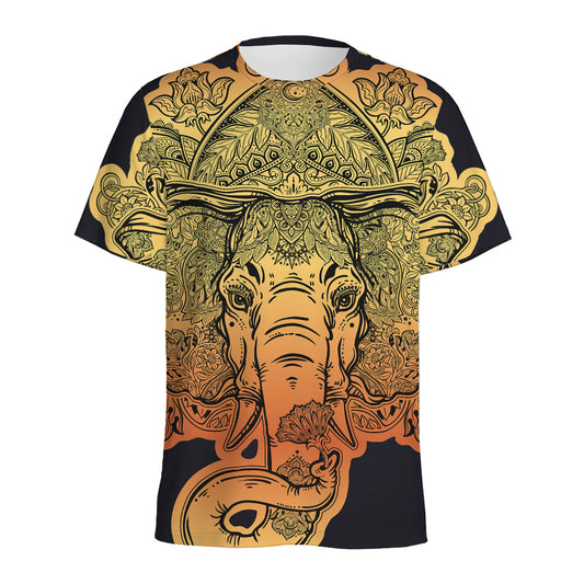 Indian Tribal Spiritual Elephant Print Men's Sports T-Shirt