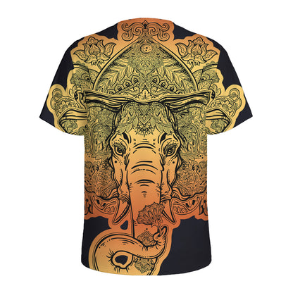 Indian Tribal Spiritual Elephant Print Men's Sports T-Shirt