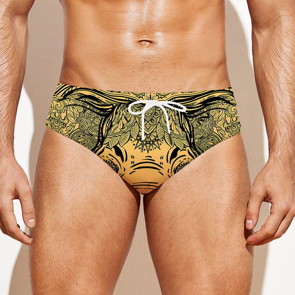 Indian Tribal Spiritual Elephant Print Men's Swim Briefs