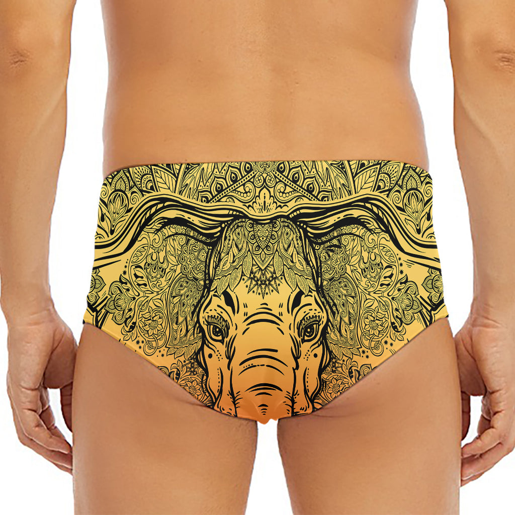 Indian Tribal Spiritual Elephant Print Men's Triangle Swim Briefs