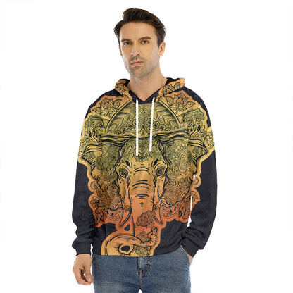 Indian Tribal Spiritual Elephant Print Men's Velvet Pullover Hoodie