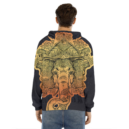 Indian Tribal Spiritual Elephant Print Men's Velvet Pullover Hoodie