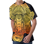 Indian Tribal Spiritual Elephant Print Men's Velvet T-Shirt