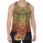 Indian Tribal Spiritual Elephant Print Men's Velvet Tank Top