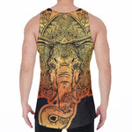 Indian Tribal Spiritual Elephant Print Men's Velvet Tank Top