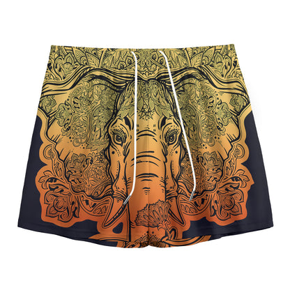 Indian Tribal Spiritual Elephant Print Mesh Shorts