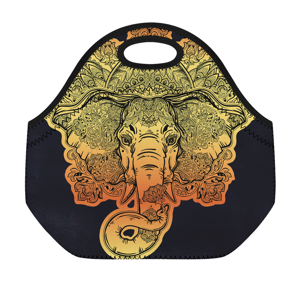 Indian Tribal Spiritual Elephant Print Neoprene Lunch Bag