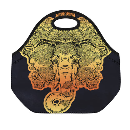 Indian Tribal Spiritual Elephant Print Neoprene Lunch Bag