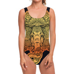 Indian Tribal Spiritual Elephant Print One Piece Swimsuit
