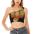 Indian Tribal Spiritual Elephant Print One Shoulder Crop Top