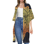 Indian Tribal Spiritual Elephant Print Open Front Beach Cover Up