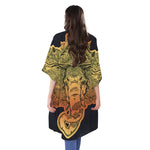 Indian Tribal Spiritual Elephant Print Open Front Beach Cover Up