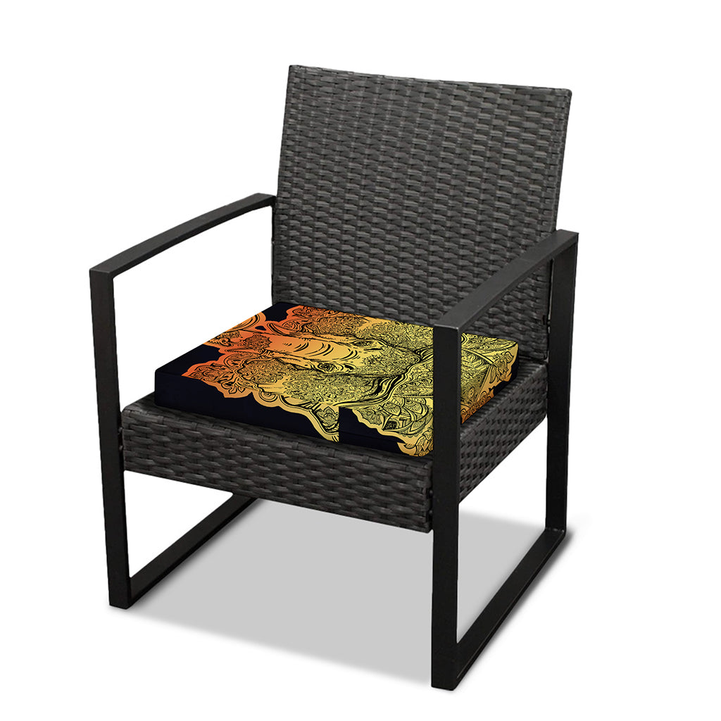 Indian Tribal Spiritual Elephant Print Outdoor Seat Cushion Cover