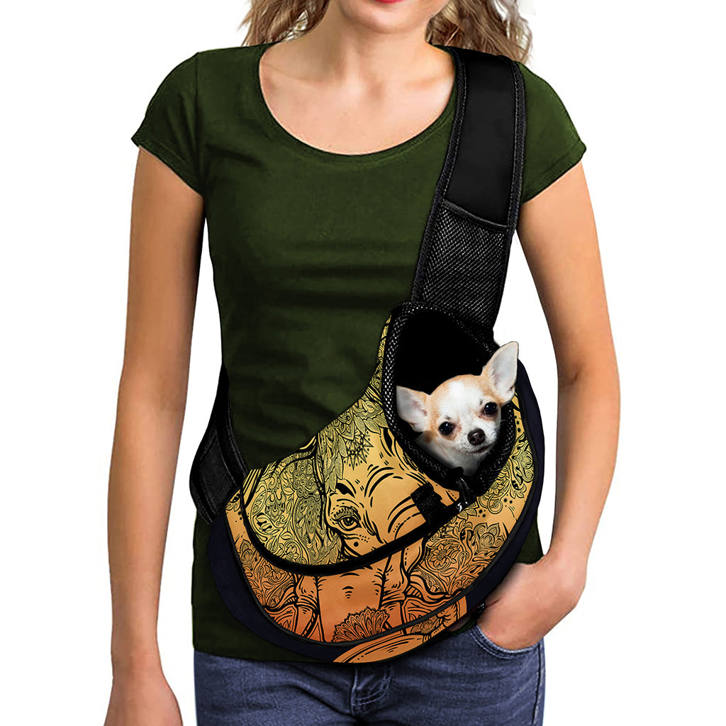 Indian Tribal Spiritual Elephant Print Pet Sling Carrier