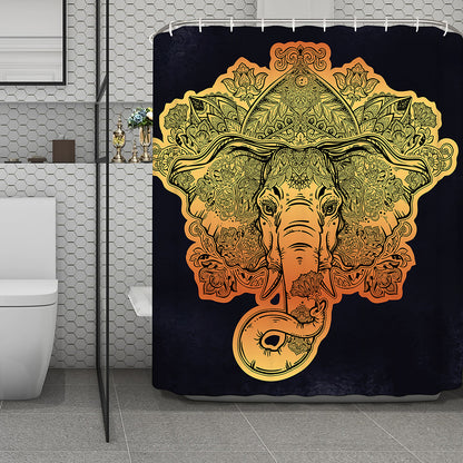 Indian Tribal Spiritual Elephant Print Polyester Shower Curtain