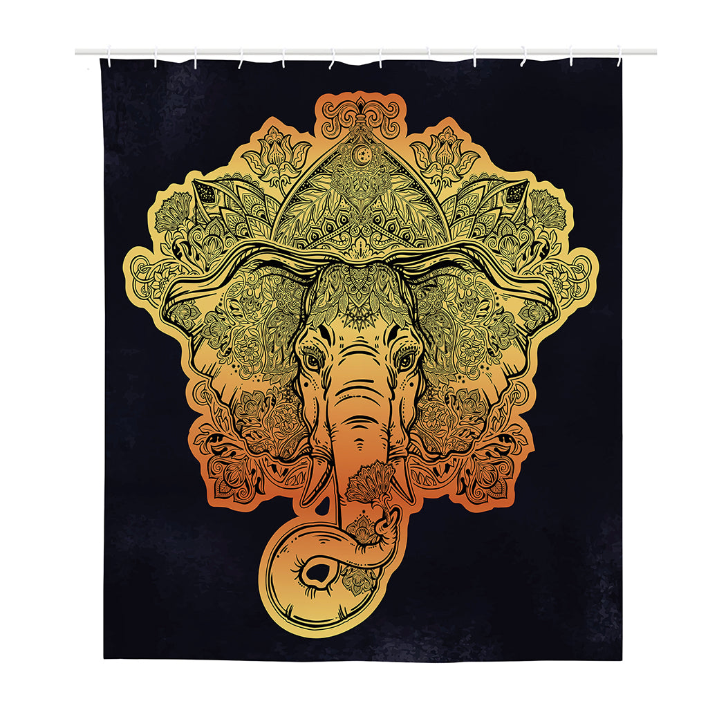 Indian Tribal Spiritual Elephant Print Polyester Shower Curtain