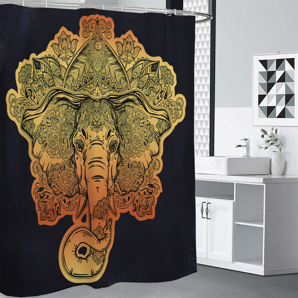 Indian Tribal Spiritual Elephant Print Premium Shower Curtain