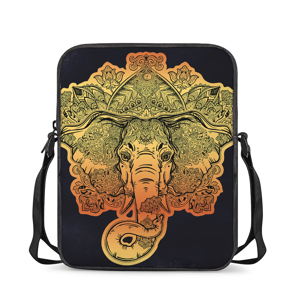 Indian Tribal Spiritual Elephant Print Rectangular Crossbody Bag