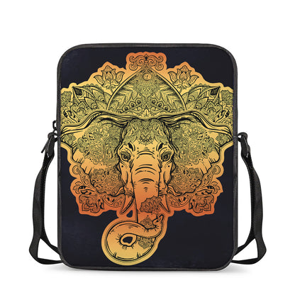 Indian Tribal Spiritual Elephant Print Rectangular Crossbody Bag