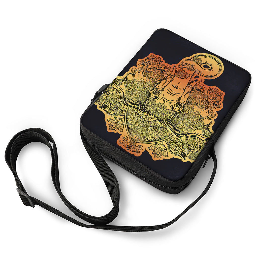 Indian Tribal Spiritual Elephant Print Rectangular Crossbody Bag