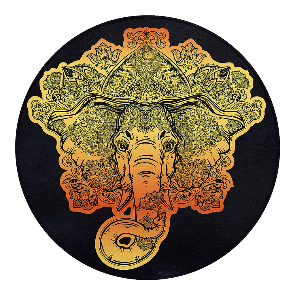 Indian Tribal Spiritual Elephant Print Round Blanket