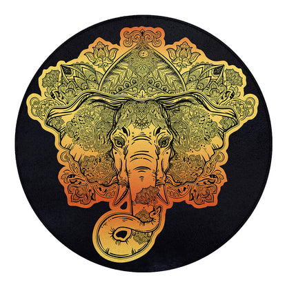 Indian Tribal Spiritual Elephant Print Round Blanket