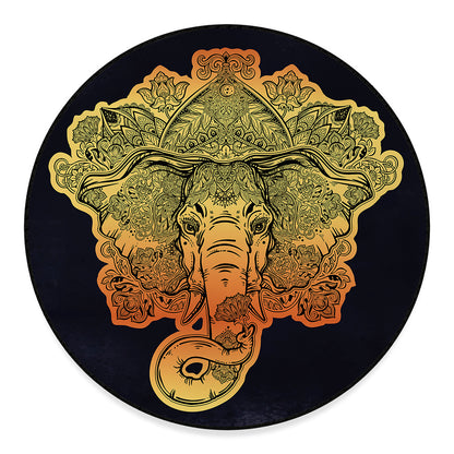 Indian Tribal Spiritual Elephant Print Round Floor Mat